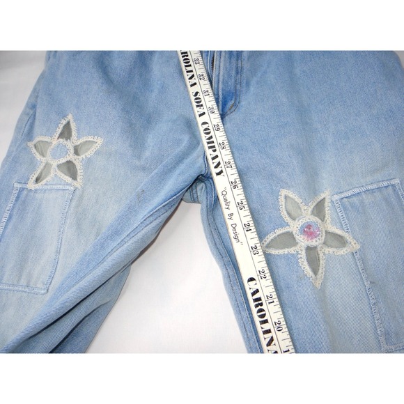 Jeanology Newport News Womens Jeans Star Mesh Cutouts Embellished Denim Sz 16 - Picture 5 of 10